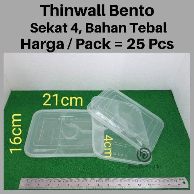 Thinwall Bento Sekat 4 TEBAL box bento bening thinwall bento catering
