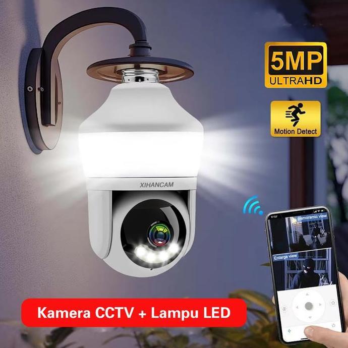 Agent- Xihancam Cctv Lampu 5Mp Ip Kamera Indoor Wifi Cctv Bohlam 360 Derajat Cctv Wifi Jarak Jauh Le