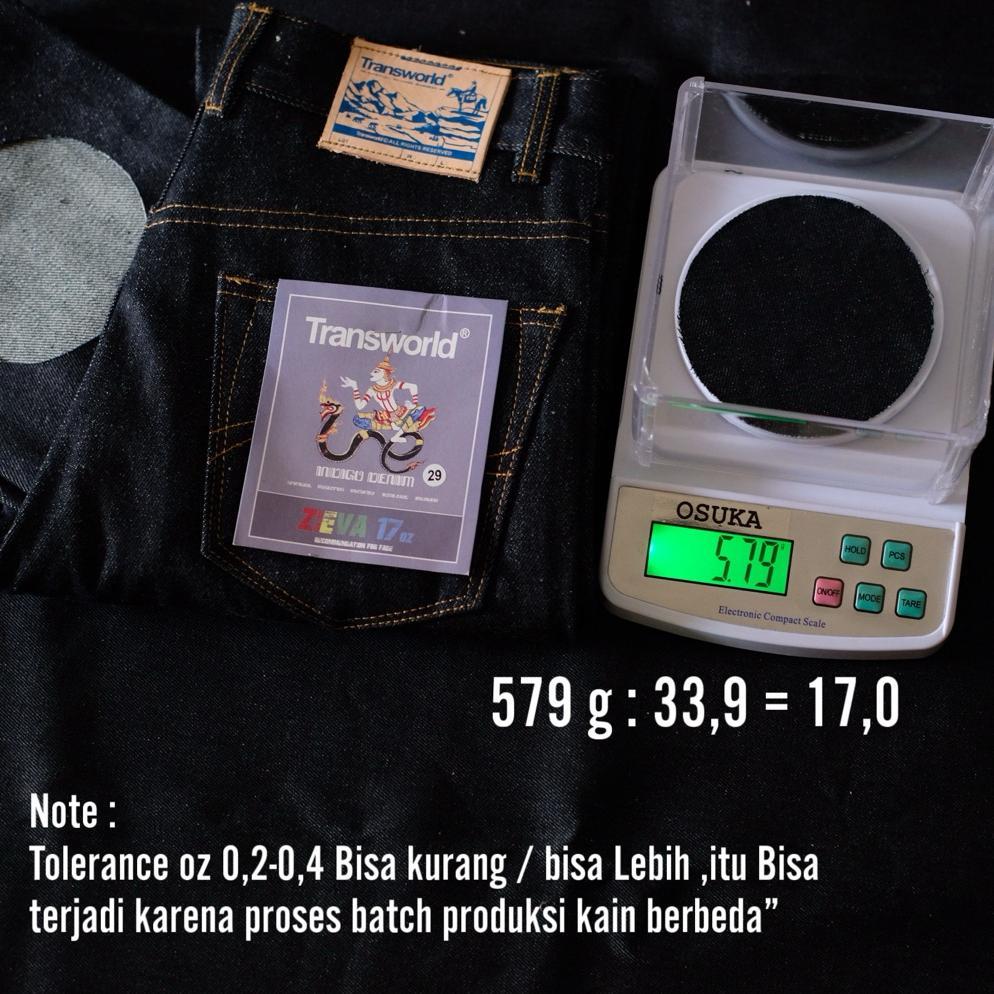 exclusive transworld celana denim selvedge 17 oz accent zieva deep indigo