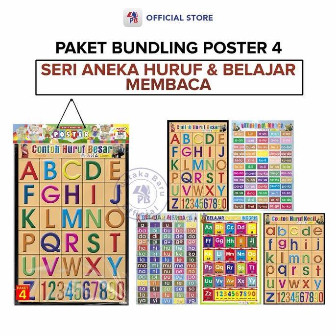 Paket Bundling Poster Edukasi Anak Isi 5 : Seri Angka Hewan Buah Penambahan Pengurangan Perkalian Pe