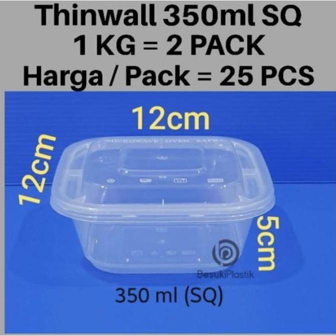 Thinwall 350ml SQ / Thinwall 350ml Kotak Persegi / Kotak Thinwall 350m