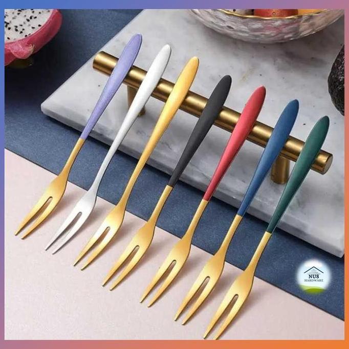 OTOMAX Garpu Buah Mini Fruit Dessert Fork Stainless Steel 13.3 cm 7 PCS