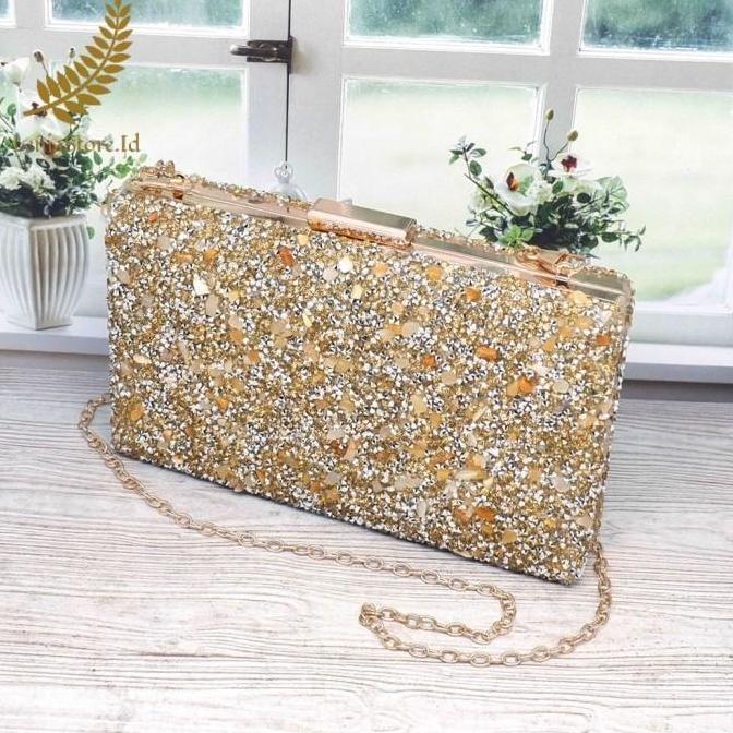 Tas Pesta Clutch Bag Party Wisuda Wanita Import Rantai Berlian Mewah LM