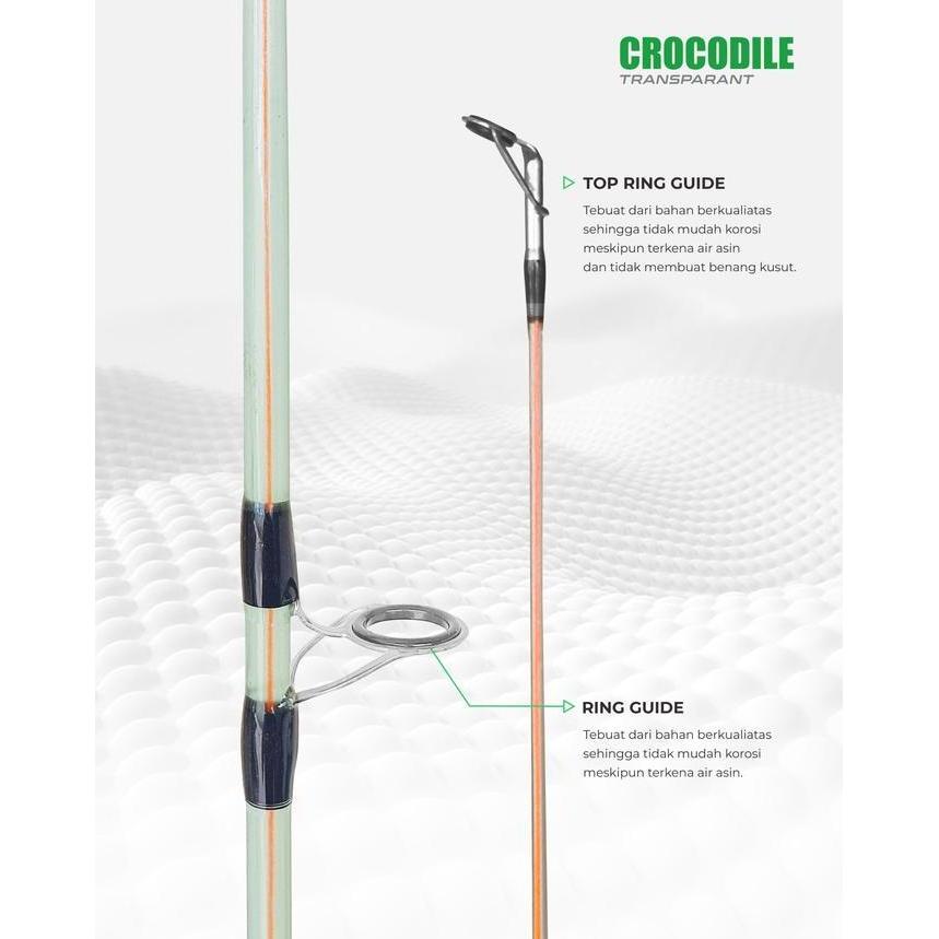 Fishx- Joran Spinning Fiber Transparan Crocodile (Sambung Drat) 210Cm