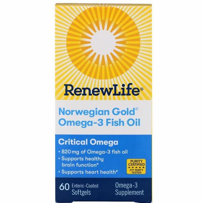 Renew Life 60 Softgels Norwegian Gold Omega-3 Fish Oil