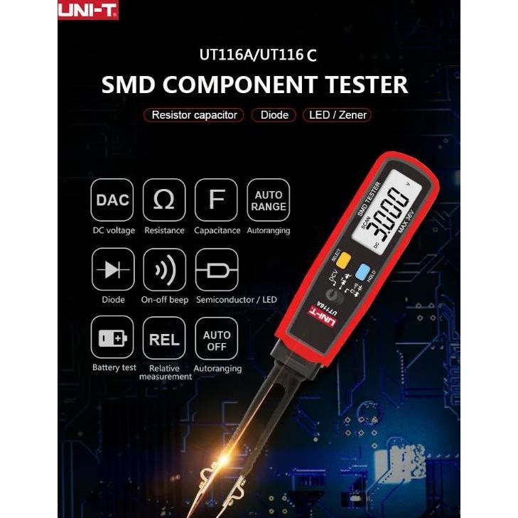 VERBENA UNI-T SMD Tester Multitester Resistor Capacitance Baterai UT116A/UT116C Kelistrikan