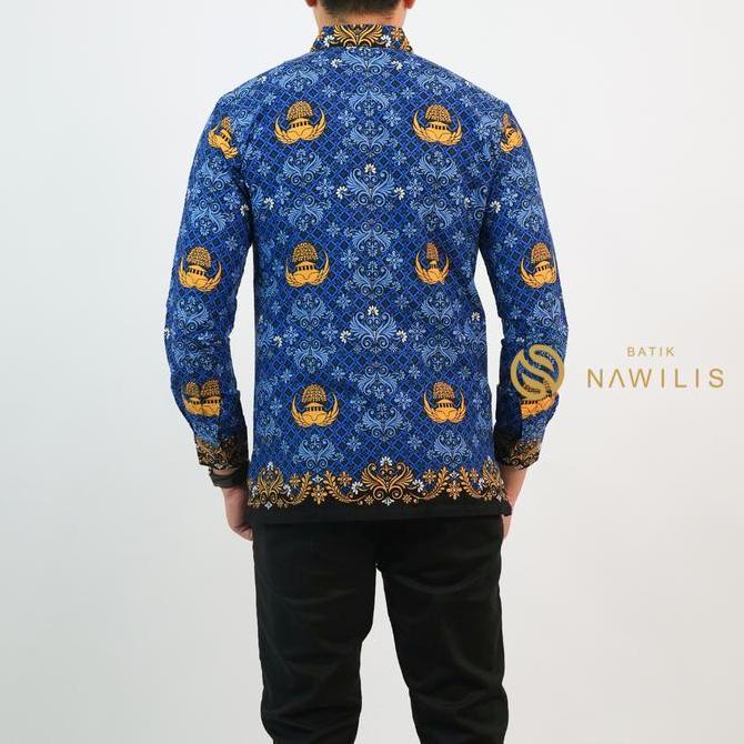 Xxxy- Batik Nawilis Kemeja Katun Pria Slimfit Lapis Furing Premium Motif Korpri Pria