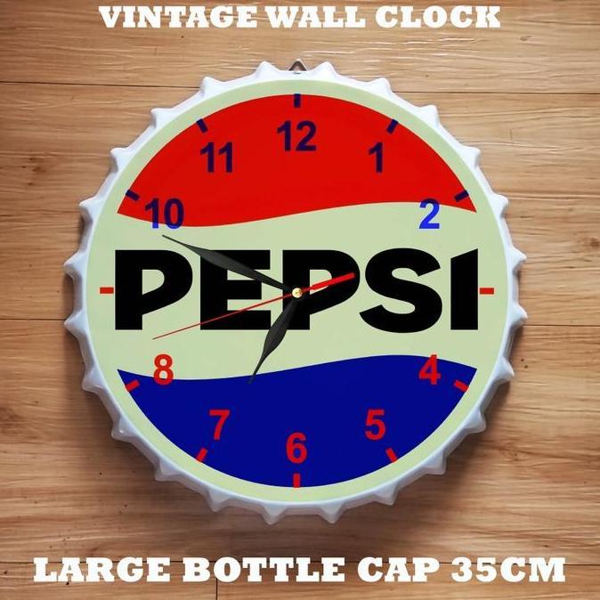 Promo Jam Dinding Enamel Motif Tutup Botol Jumbo Pepsi Jam Pajangan Dinding Plat Besi Klasik Vintage
