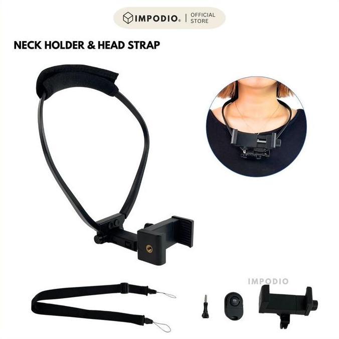 ferdyshp991 - impodio universal neck holder mount remote | adjustable kalung penyangga hp kamera gop