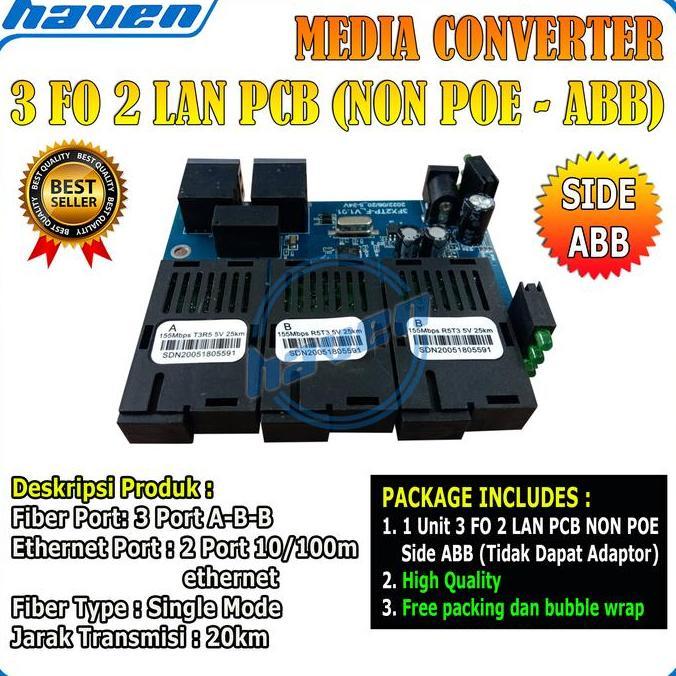 Gedo.Rafasz - Media Converter 3 Port Fo 2 Port Lan 1/1 / Switch Fiber 3 Fo 2 Lan