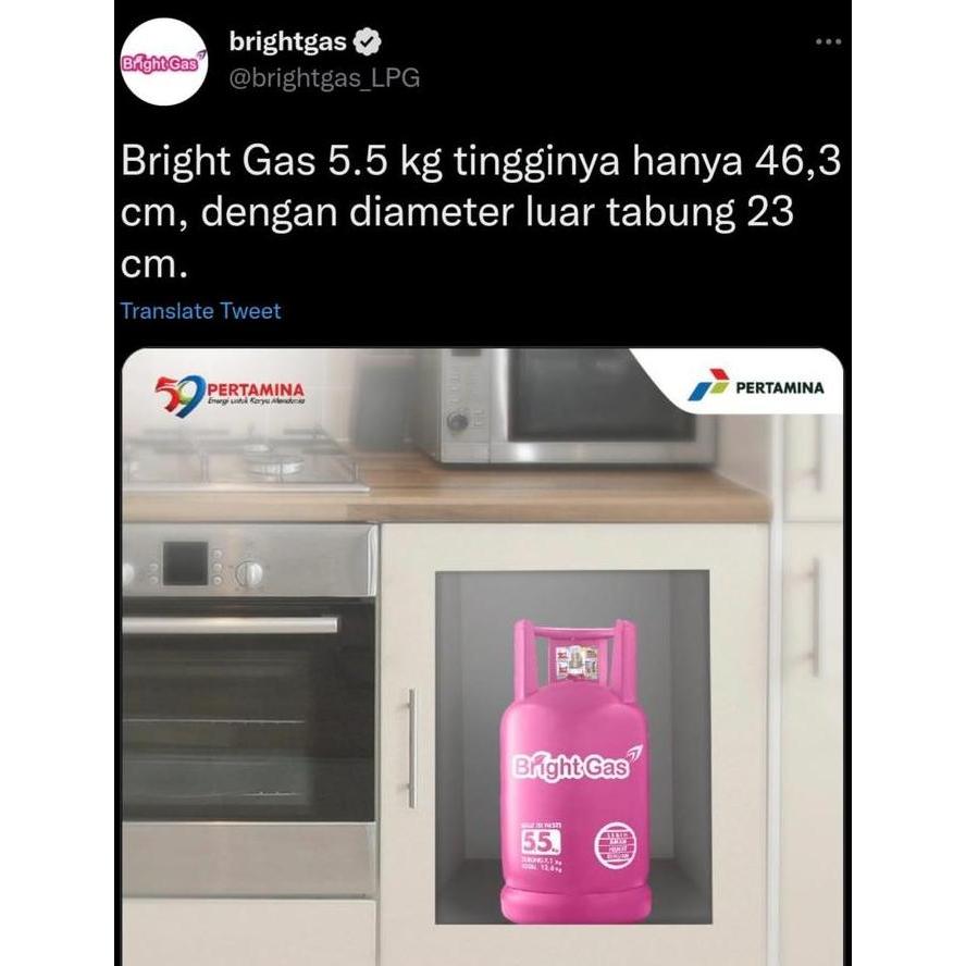 Tabung LPG kosong 5,5kg pertamina bright gas pink ( tanpa isi ) (TERBAIK) (TERBARU) (TERMURAH)