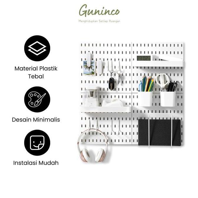 NEW - Guninco Paket Pegboard Work Space Wall Shelf Hole Board Household / Dekorasi Rak Gantung Kitch