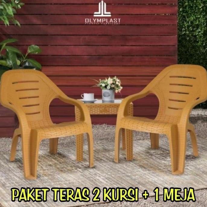 Olymplast Kursi Meja Plastik Teras Set 2 Kursi + 1 Meja OL 509