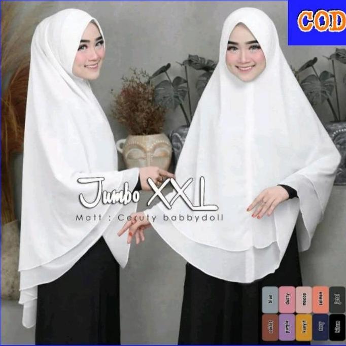 Xkxk- (Cod) Hijab Haji Dan Umroh Khimar Instan Jumbo Syar'I 2 Layer Polos Hijab Instan Kekinian Jilb