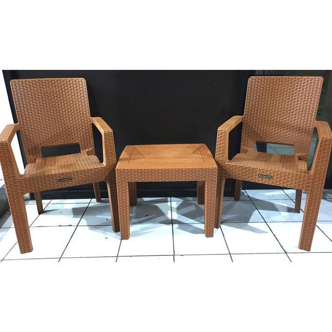 KURSI TERAS PLASTIK SET + MEJA