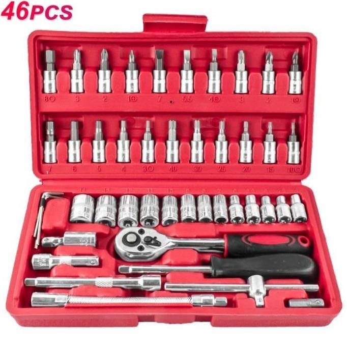 <<<<<] BESTTOOLS socket wrench set 46pcs mata obeng shock set 46pcs
