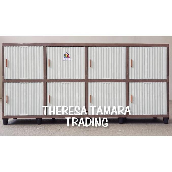 PROMO - LEMARI PLASTIK MEJA RAK TV CLUB QUATRO 2 MEJA TV LED 8 PINTU SERBA GUNA