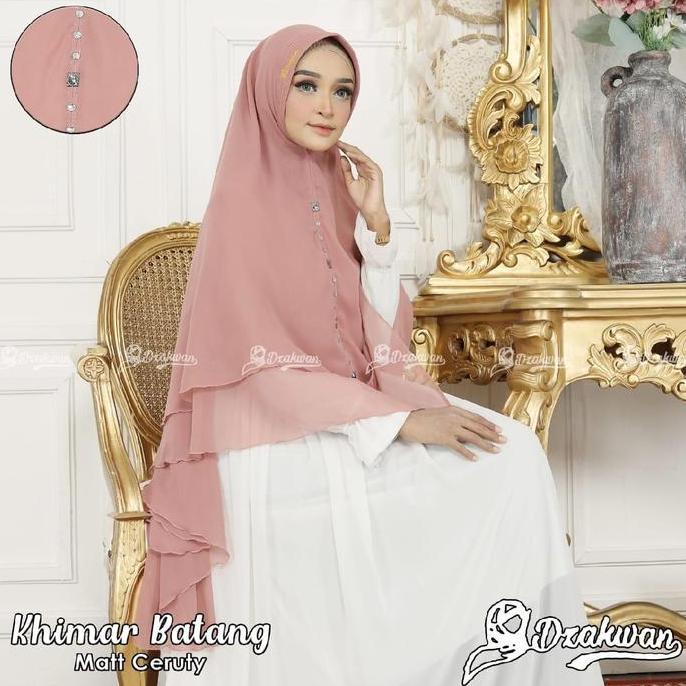 Xkxk- Khimar Swarovsky Cerruty Jumbo 2 Layer Jilbab Panjang Syari Muslim Kerudung Instan Cantik Tang