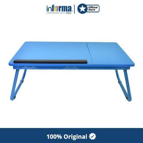 PROMO - INFORMA MEJA OXY BIRU / MEJA LIPAT LAPTOP BELAJAR / MEJA LESEHAN DUDUK