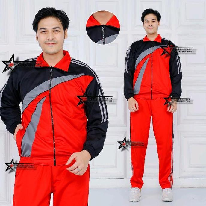 Setelan jaket training olahraga pria dan wanita - tracksuit set training jaket sport senam jogging