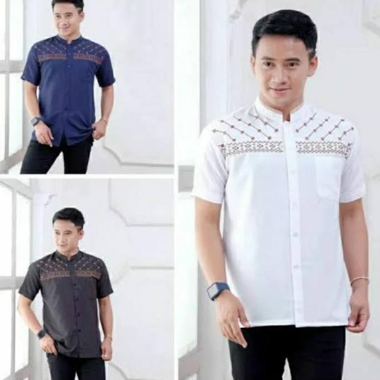 TAMPIL MODIS  Baju koko bordir JASUKE Baju koko bordir pria - Baju koko pendek Terlaris TAMPIL MODIS