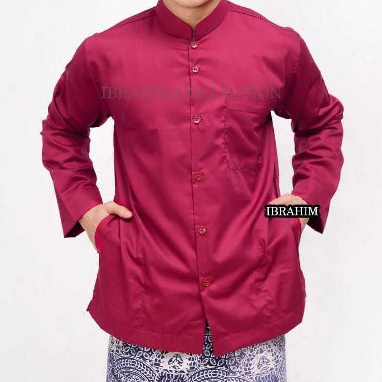 OOTD Baju Koko Pria Dewasa Muslim Lengan Panjang Putih Haibah Saku samping OOTD