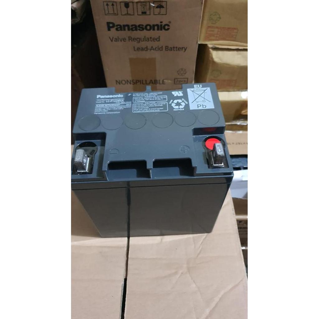 TERMURAH - BATERAI AKI KERING PANASONIC 12V 28Ah ORI buat motor / UPS / server