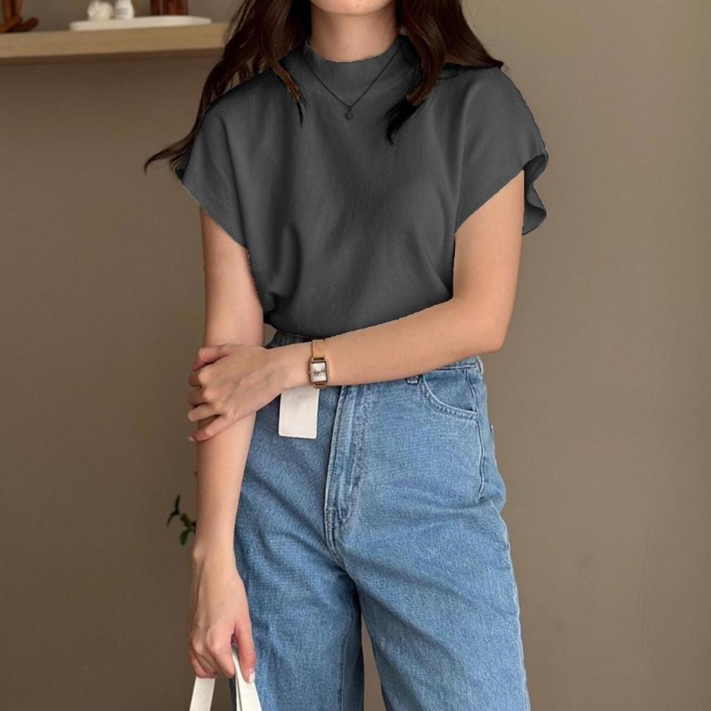 HOT PRODUCT CROP TOP TURTLENECK BLACKPINK - BAJU WANITA KNIT RIB TANPA LENGAN - INNER HIJAB TERBARU 