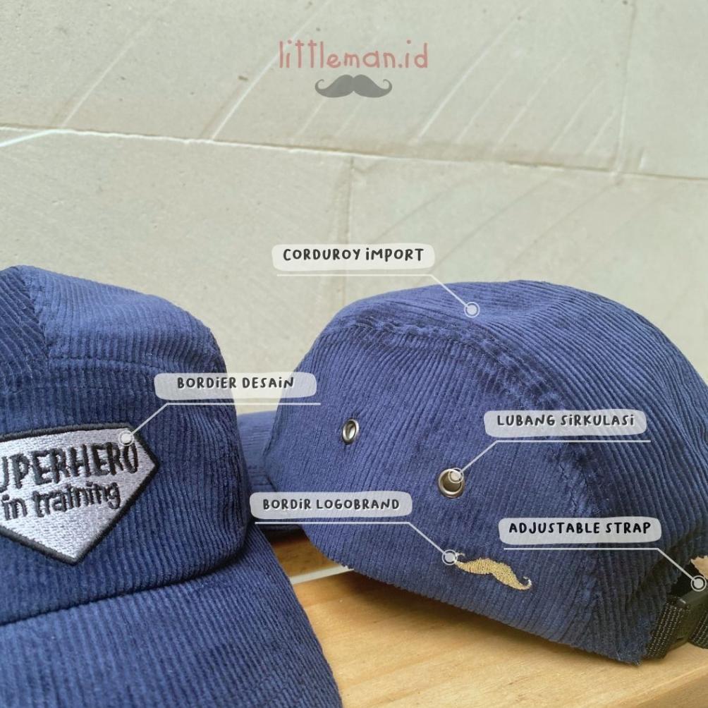 Harga Miring Topi Anak Corduroy Short Cap 5 Panel Bordir Kata (1-8 Thn) Littleman.Id