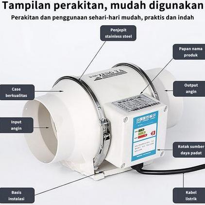 Penghisap Asap Dapur 4/6/8 Inch 220V Exhaust Fan Plafon Blower Kipas Inline Duct Fan Blower Hisap Ek