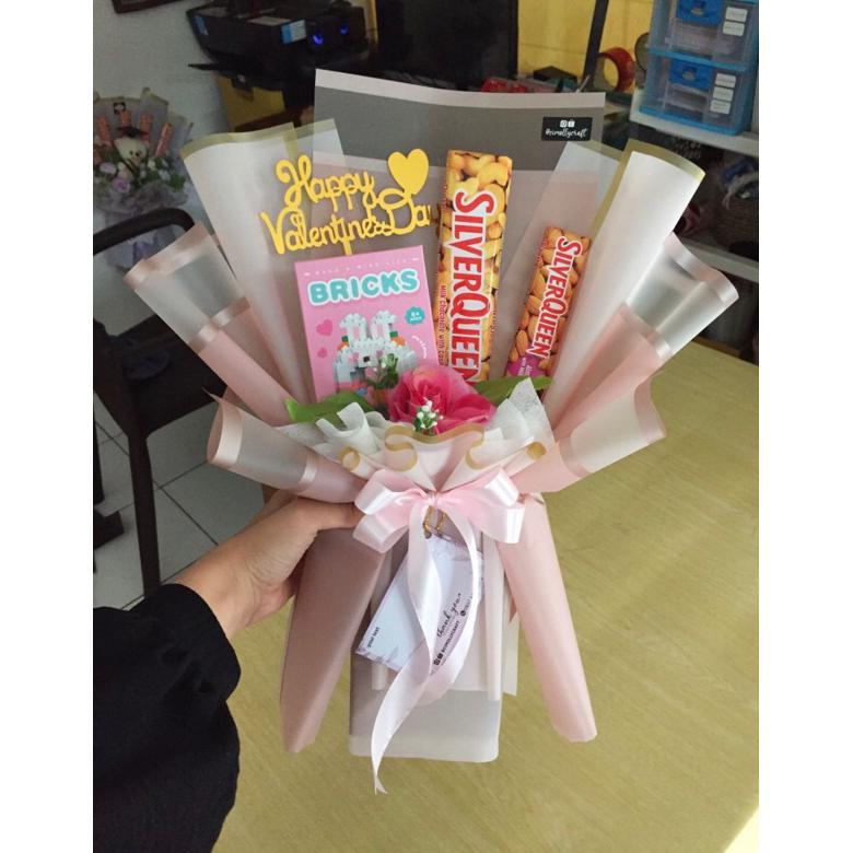 hj-77 BUCKET COKLAT KARAKTER VALENTINE BUKET MURAH BOUQUET KADO VALENTINE BALON LOVE Original