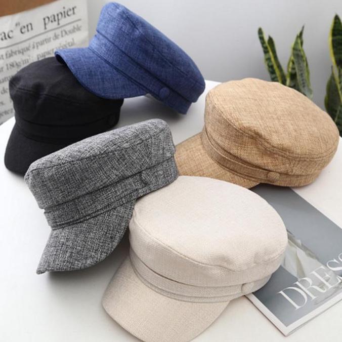 Topi Baret Hat Korea Pria Wanita Perempuan Dewasa Model Apolo Oktagonal Pelukis Outfit Gaya Retro Hi