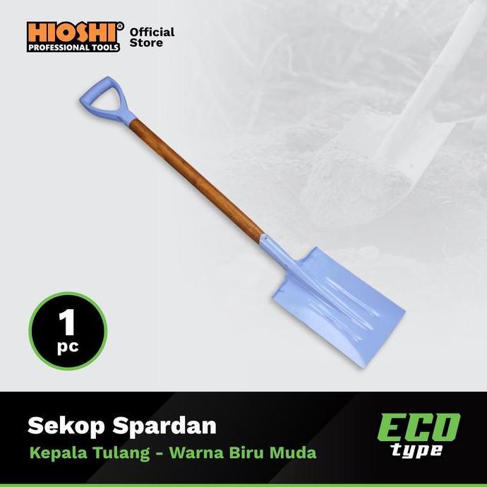HIOSHI /HST002C/Sekop/SPARDAN/Pasir/Tanah/Baja/Gagang Kayu/Biru Muda - Eco