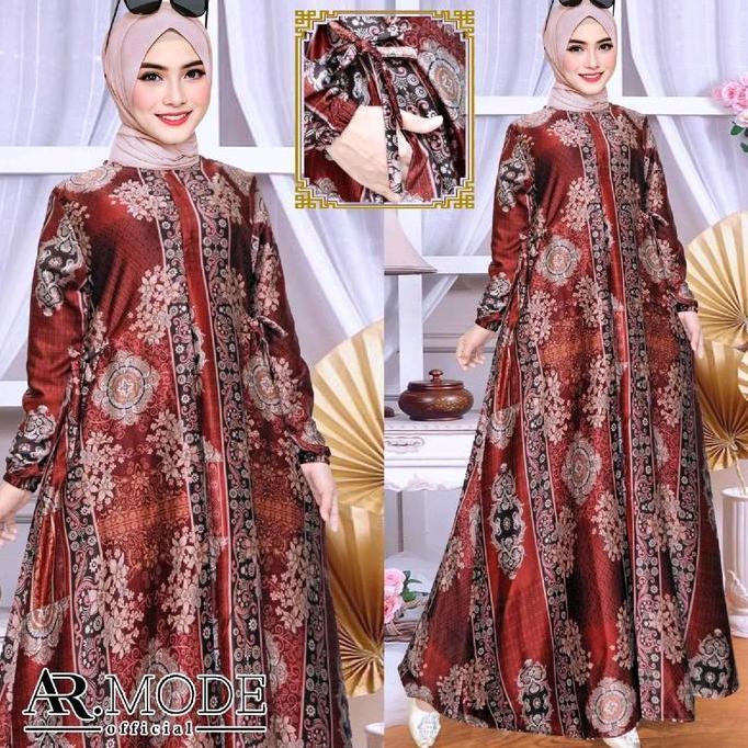 Sale- Gamis Batik Silky Terbaru Ukuran Dress Maxi - Wanita Muslim