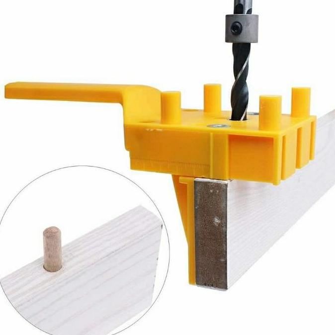 Kokok- Dowel Jig + Mata Bor Dowel, Dowel Kayu Plus Mata Bor Dowel