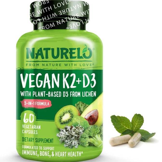 NATURELO - Vegan Vitamin K2 & D3 Supplement - 60 capsules