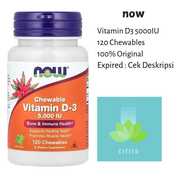 NOW Vitamin D3 5000 IU 120 Chewables 5000IU CHEWABLES