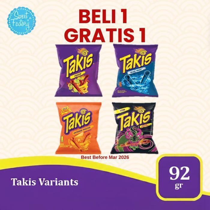 Takis Tortilla Chips 92G - 4 Varian Rasa Pedas & Intense: Fuego, Intense Nacho, Blue Heat, Dragon Sw