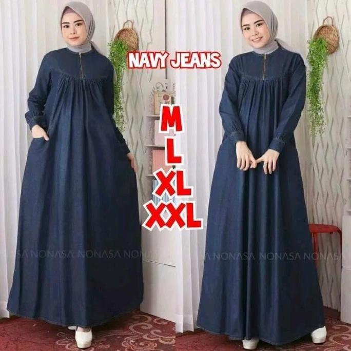 Gamis denim Terbaru 2024//Gamis Jeans  Jumbo// Dress Jeans Busui// Pakaian Wanita Muslimah//COD