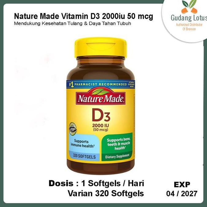 (DIJAMIN ) Nature Made Vitamin D3 2000iu 50 mcg - 320 Softgels
