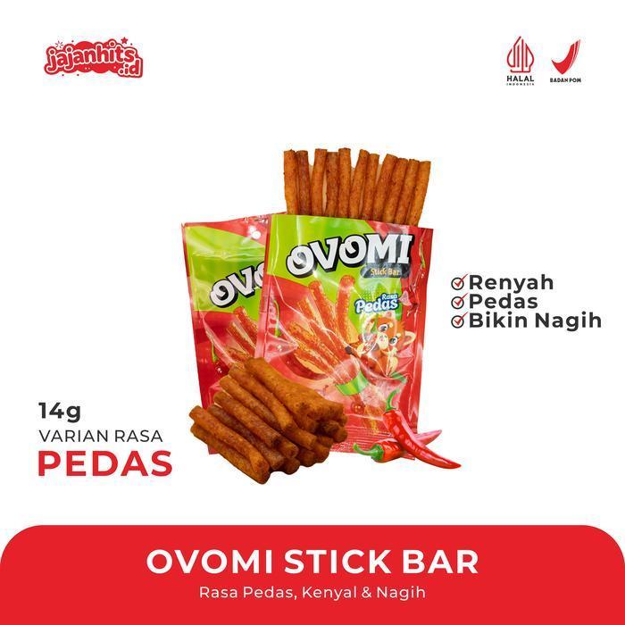 Jajanhits.Id Halal Ovomi Stick Bar Mini Latio Rasa Pedas Kenyal & Nagih Cemilan Pedas Gurih 14G Hala