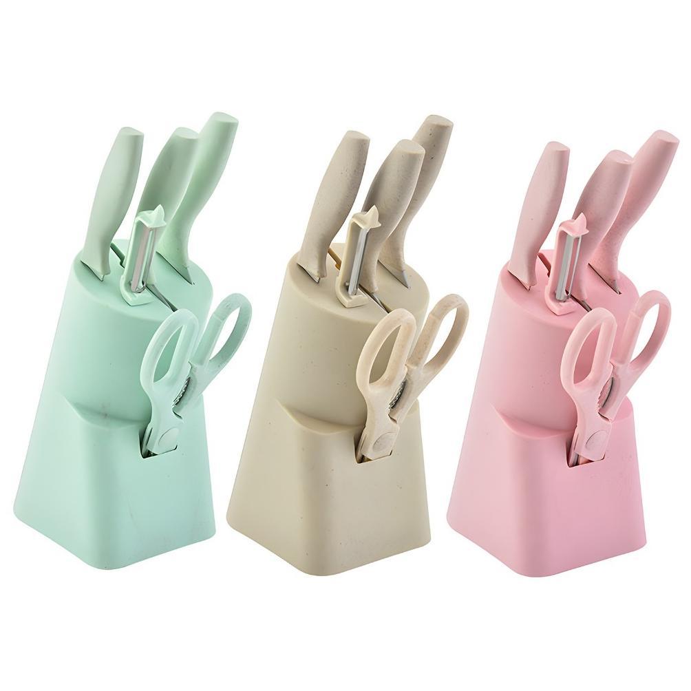 FUZ-611 (CT) Pisau Set 5 in 1 Keramik/pisau set dapur/pisau potong+tempat pisau Original