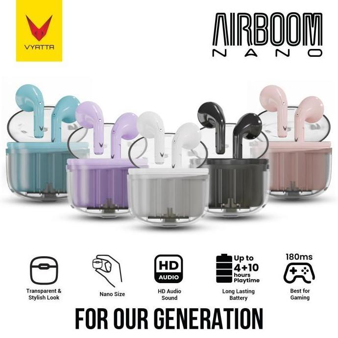 VYATTA AIRBOOM NANO TWS BLUETOOTH HEADSET TRANSPARENTCASE FS
