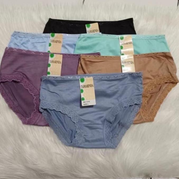Wokpu- Promo ( Isi 3 / 6 Pcs ) Cd Tamarinda/Teli/Faylin / Celana Dalam Wanita Dewasa Motif Polos Ren