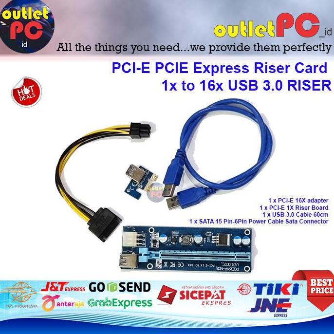 TERMURAH - PCI-E PCIE Express Riser Card 1x to 16x USB 3.0 Mining Crypto