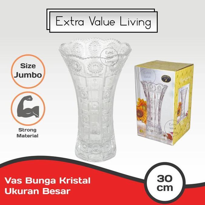 TERBARU - Vas Bunga Kaca Kristal 30 CM Vas Bunga Bohemian Vas Bunga Kristal Estetik Czech Design