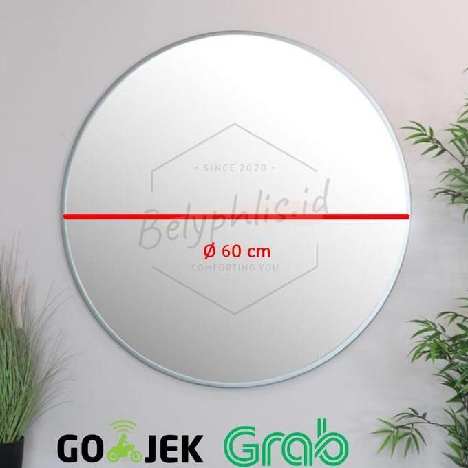 TERLARIS - Cermin Bulat 60 cm | Cermin Kamar Mandi | Cermin Rias | Cermin Dinding
