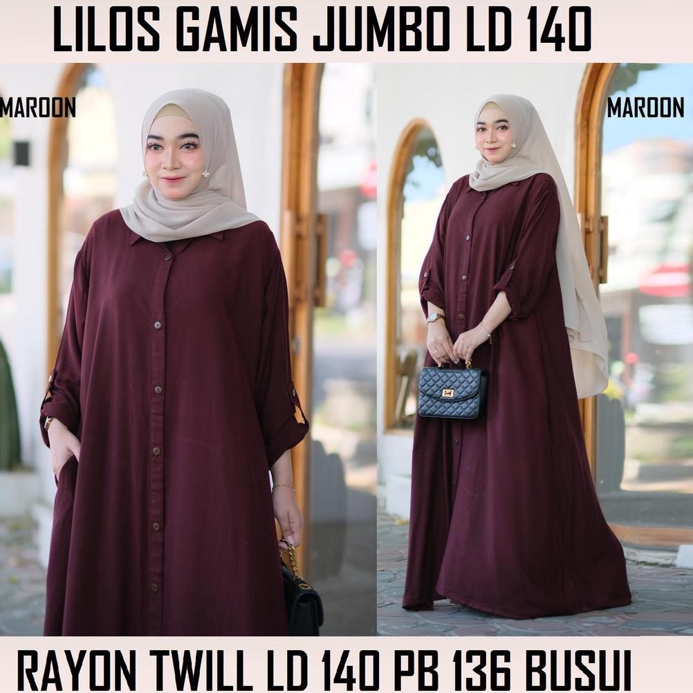 BEST SELLER GAMIS JUBAH JUMBO RAYON TWILL 5L / DRESS MUSLIM LD 140 FULL KANCING XXXXXL