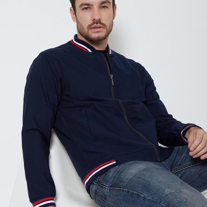 Xxpi- M231 Jaket Pria Bomber Oxford Panjang Navy 1768B