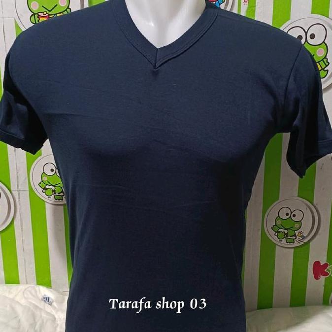 Lansungkirim- Kaos Polos Lengan Pendek Oblong V Neck Pria Dewasa Katun Rib - Kerah, Baju - Distro, C
